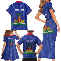 Personalized Haiti Football Family Matching Short Sleeve Bodycon Dress and Hawaiian Shirt Les Grenadiers Made History Once Again Blue Color - Wonder Print Shop