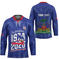 Personalized Haiti Football Hockey Jersey Les Grenadiers Made History Once Again Blue Color - Wonder Print Shop