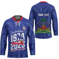 Personalized Haiti Football Hockey Jersey Les Grenadiers Made History Once Again Blue Color - Wonder Print Shop