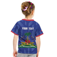 Personalized Haiti Football Kid T Shirt Les Grenadiers Made History Once Again Blue Color - Wonder Print Shop