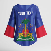Personalized Haiti Football Kimono Sleeve Blouse Les Grenadiers Made History Once Again Blue Color - Wonder Print Shop