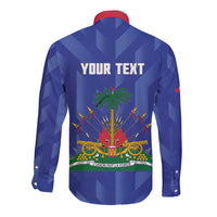 Personalized Haiti Football Long Sleeve Button Shirt Les Grenadiers Made History Once Again Blue Color - Wonder Print Shop