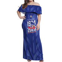 Personalized Haiti Football Off Shoulder Maxi Dress Les Grenadiers Made History Once Again Blue Color - Wonder Print Shop