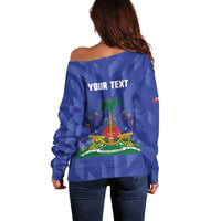 Personalized Haiti Football Off Shoulder Sweater Les Grenadiers Made History Once Again Blue Color - Wonder Print Shop