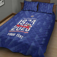 Personalized Haiti Football Quilt Bed Set Les Grenadiers Made History Once Again Blue Color - Wonder Print Shop
