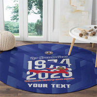 Personalized Haiti Football Round Carpet Les Grenadiers Made History Once Again Blue Color - Wonder Print Shop