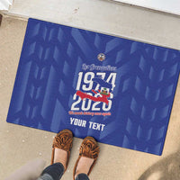 Personalized Haiti Football Rubber Doormat Les Grenadiers Made History Once Again Blue Color - Wonder Print Shop