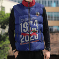 Personalized Haiti Football Sleeveless Puffer Jacket Les Grenadiers Made History Once Again Blue Color - Wonder Print Shop