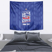 Personalized Haiti Football Tapestry Les Grenadiers Made History Once Again Blue Color - Wonder Print Shop