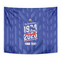 Personalized Haiti Football Tapestry Les Grenadiers Made History Once Again Blue Color - Wonder Print Shop