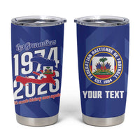 Personalized Haiti Football Tumbler Cup Les Grenadiers Made History Once Again Blue Color - Wonder Print Shop