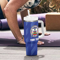 Personalized Haiti Football Tumbler With Handle Les Grenadiers Made History Once Again Blue Color - Wonder Print Shop