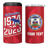 Personalized Haiti Football 4 in 1 Can Cooler Tumbler Les Grenadiers Made History Once Again Red Color - Wonder Print Shop