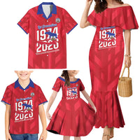 Personalized Haiti Football Family Matching Mermaid Dress and Hawaiian Shirt Les Grenadiers Made History Once Again Red Color - Wonder Print Shop