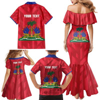 Personalized Haiti Football Family Matching Mermaid Dress and Hawaiian Shirt Les Grenadiers Made History Once Again Red Color - Wonder Print Shop