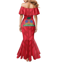 Personalized Haiti Football Family Matching Mermaid Dress and Hawaiian Shirt Les Grenadiers Made History Once Again Red Color - Wonder Print Shop