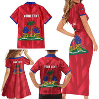 Personalized Haiti Football Family Matching Short Sleeve Bodycon Dress and Hawaiian Shirt Les Grenadiers Made History Once Again Red Color - Wonder Print Shop