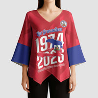Personalized Haiti Football Kimono Sleeve Blouse Les Grenadiers Made History Once Again Red Color - Wonder Print Shop