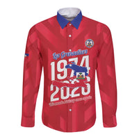 Personalized Haiti Football Long Sleeve Button Shirt Les Grenadiers Made History Once Again Red Color - Wonder Print Shop
