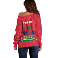 Personalized Haiti Football Off Shoulder Sweater Les Grenadiers Made History Once Again Red Color - Wonder Print Shop