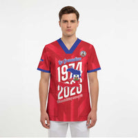 Personalized Haiti Football Scrub Top Les Grenadiers Made History Once Again Red Color - Wonder Print Shop
