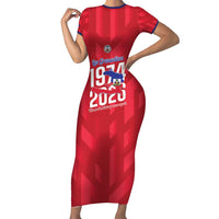 Personalized Haiti Football Short Sleeve Bodycon Dress Les Grenadiers Made History Once Again Red Color - Wonder Print Shop