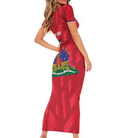 Personalized Haiti Football Short Sleeve Bodycon Dress Les Grenadiers Made History Once Again Red Color - Wonder Print Shop