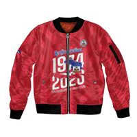 Personalized Haiti Football Sleeve Zip Bomber Jacket Les Grenadiers Made History Once Again Red Color - Wonder Print Shop