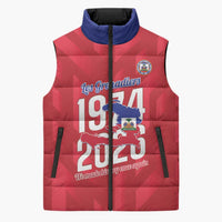 Personalized Haiti Football Sleeveless Puffer Jacket Les Grenadiers Made History Once Again Red Color - Wonder Print Shop