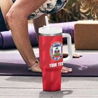 Personalized Haiti Football Tumbler With Handle Les Grenadiers Made History Once Again Red Color - Wonder Print Shop
