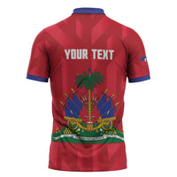 Personalized Haiti Football Zipper Polo Shirt Les Grenadiers Made History Once Again Red Color - Wonder Print Shop