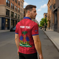 Personalized Haiti Football Zipper Polo Shirt Les Grenadiers Made History Once Again Red Color - Wonder Print Shop