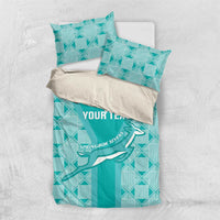 Custom South Africa Rugby Bedding Set Go Champions Springboks - Teal Version - Wonder Print Shop
