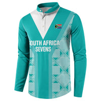 Custom South Africa Rugby Button Sweatshirt Go Champions Springboks - Teal Version - Wonder Print Shop
