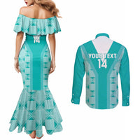 Custom South Africa Rugby Couples Matching Mermaid Dress and Long Sleeve Button Shirt Go Champions Springboks - Teal Version