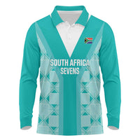 Custom South Africa Rugby Long Sleeve Polo Shirt Go Champions Springboks - Teal Version - Wonder Print Shop