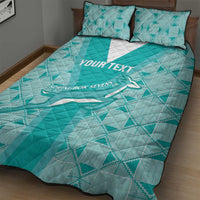 Custom South Africa Rugby Quilt Bed Set Go Champions Springboks - Teal Version - Wonder Print Shop