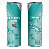 Custom South Africa Rugby Skinny Tumbler Go Champions Springboks - Teal Version - Wonder Print Shop