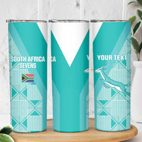 Custom South Africa Rugby Skinny Tumbler Go Champions Springboks - Teal Version - Wonder Print Shop