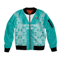 Custom South Africa Rugby Sleeve Zip Bomber Jacket Go Champions Springboks - Teal Version - Wonder Print Shop