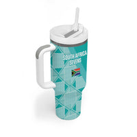 Custom South Africa Rugby Tumbler With Handle Go Champions Springboks - Teal Version - Wonder Print Shop