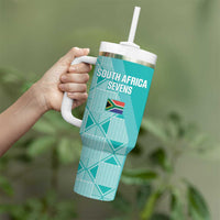 Custom South Africa Rugby Tumbler With Handle Go Champions Springboks - Teal Version - Wonder Print Shop
