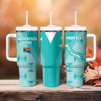 Custom South Africa Rugby Tumbler With Handle Go Champions Springboks - Teal Version - Wonder Print Shop