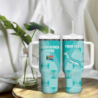 Custom South Africa Rugby Tumbler With Handle Go Champions Springboks - Teal Version - Wonder Print Shop