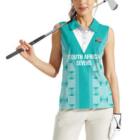 Custom South Africa Rugby Women Sleeveless Polo Shirt Go Champions Springboks - Teal Version - Wonder Print Shop