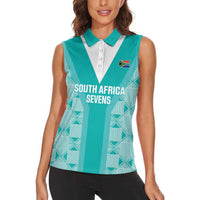 Custom South Africa Rugby Women Sleeveless Polo Shirt Go Champions Springboks - Teal Version - Wonder Print Shop