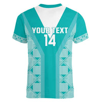 Custom South Africa Rugby Women V-Neck T-Shirt Go Champions Springboks - Teal Version - Wonder Print Shop