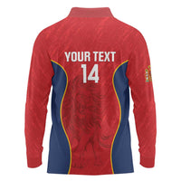 Custom Spain Rugby Long Sleeve Polo Shirt Go Champions Lions - Wonder Print Shop