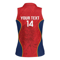 Custom Spain Rugby Women Sleeveless Polo Shirt Go Champions Lions - Wonder Print Shop