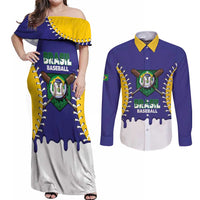 Brazil 2026 Baseball Custom Couples Matching Off Shoulder Maxi Dress and Long Sleeve Button Shirt Go Champions Drip Style